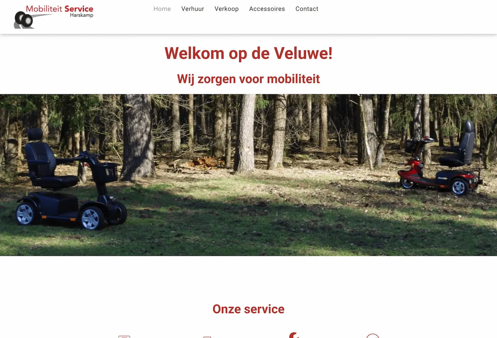 Oude website van Mobiliteit Service Harskamp vóór de redesign door Visulions