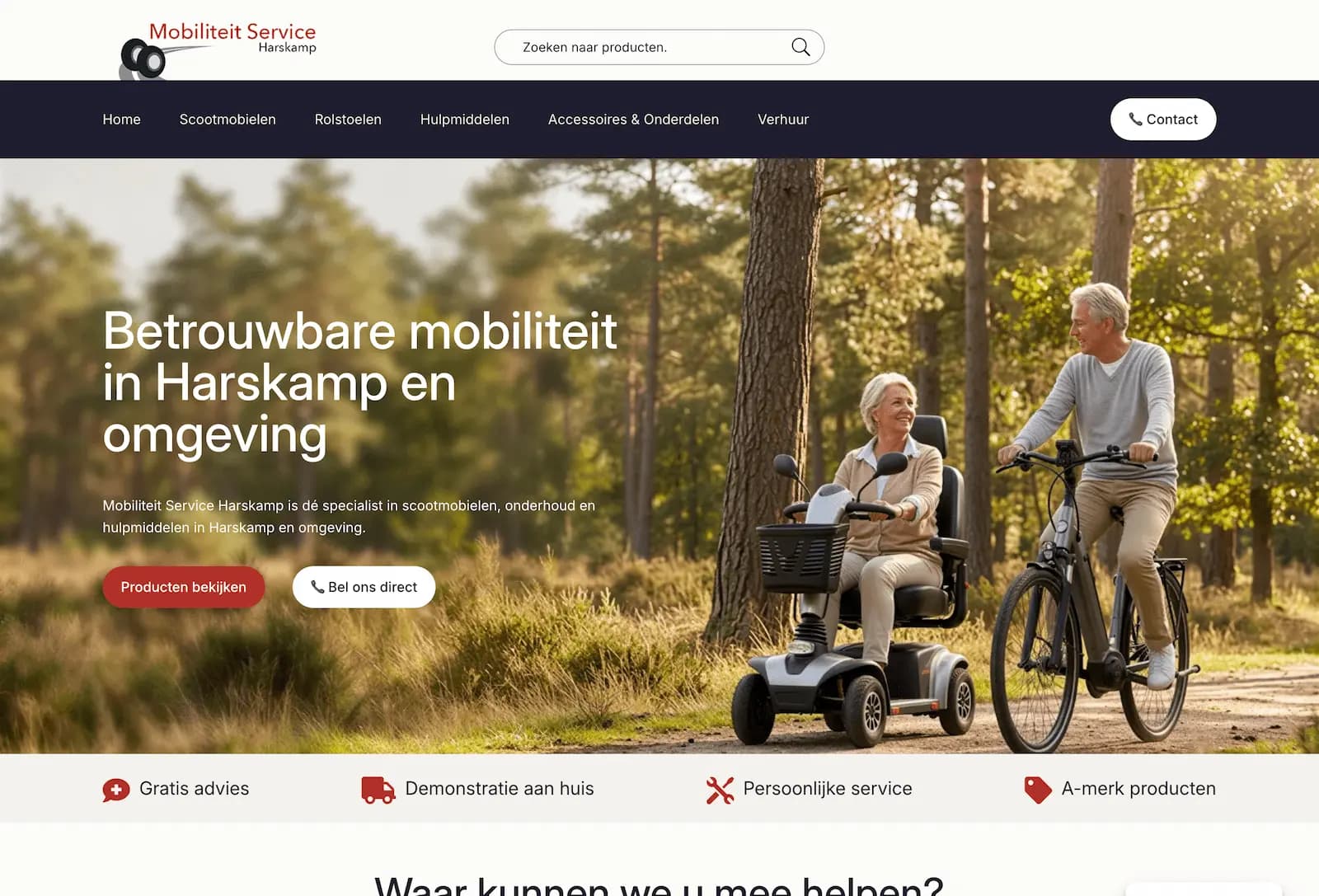 Nieuwe website van Mobiliteit Service Harskamp met verhuur, verkoop en hulpmiddelen